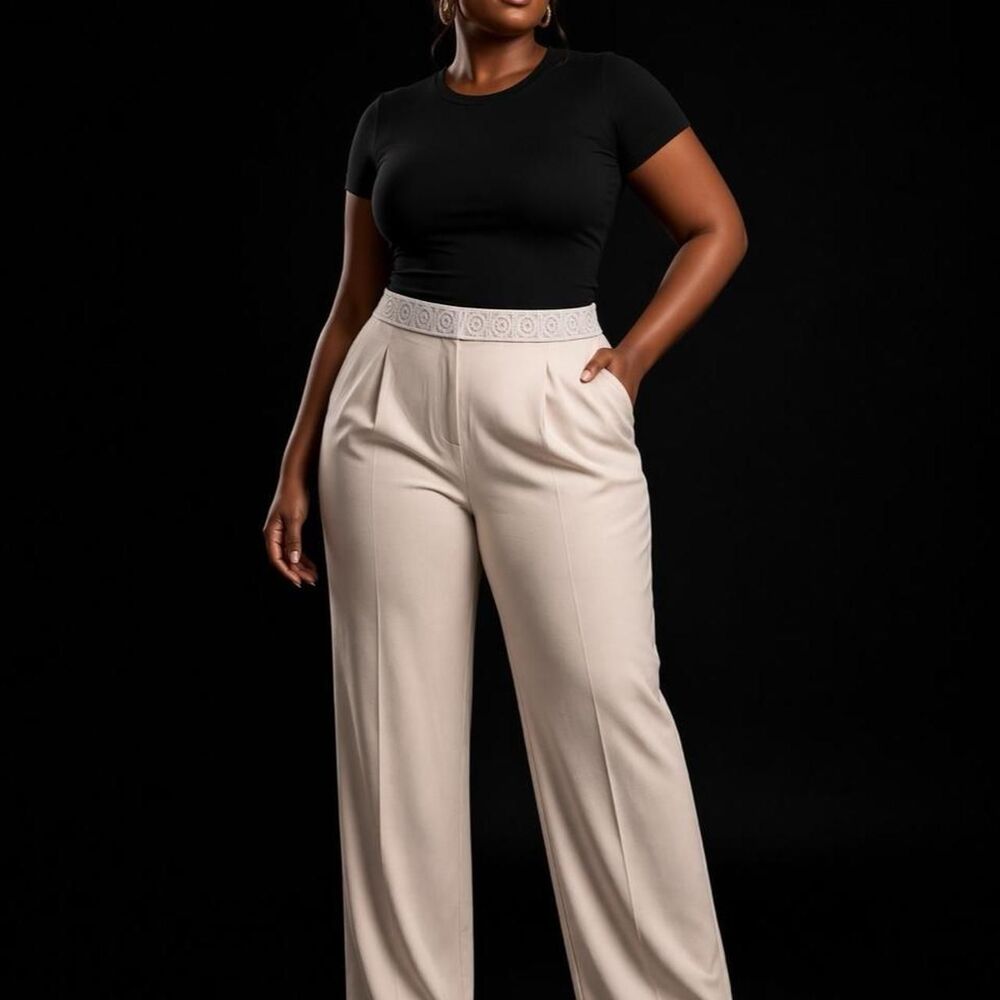 Unbranded Women's Cream and Tan Trousers
